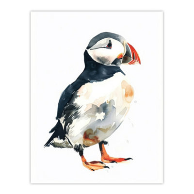 Artery8 Unframed Wall Art Single Cute Puffin Bird Watercolour Portrait12X16 Inch from B&Q