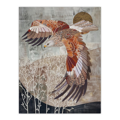 Artery8 Unframed Wall Art Red Kite In Flight Stylised Animal Painting12X16 Inch from B&Q