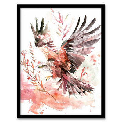 Artery8 Red Kite In Flight Light Watercolour Painting Wall Art PrintA4 Size from B&Q