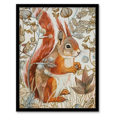 Artery8 Framed Wall Art Red Squirrel Woodland Forest Floor Bright Print12X16 Inch from B&Q