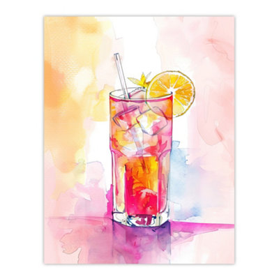 Artery8 Unframed Wall Art Punch Cocktail Pink Orange Watercolour12X16 Inch from B&Q