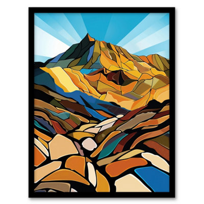 Artery8 Stylised Scafell Pike Mountain Peaks Landscape Wall Art PrintA4 Size from B&Q