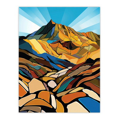 Artery8 Unframed Wall Art Stylised Scafell Pike Mountain Peaks Landscape12X16 Inch