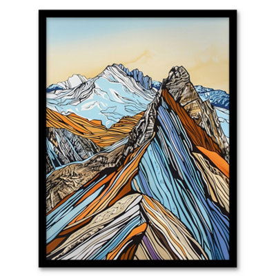 Artery8 Scafell Pike Mountain Peaks Stylised Landscape Wall Art PrintA4 Size from B&Q