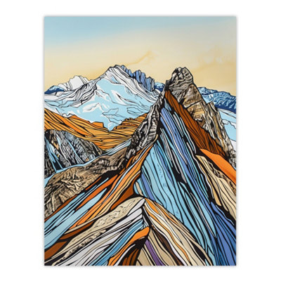 Artery8 Unframed Wall Art Scafell Pike Mountain Peaks Stylised Landscape12X16 Inch from B&Q
