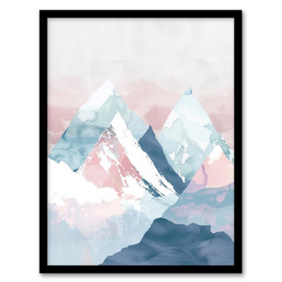 Artery8 Framed Wall Art Misty Morning Snowcapped Mountain Range Pastel Print12X16 Inch from B&Q
