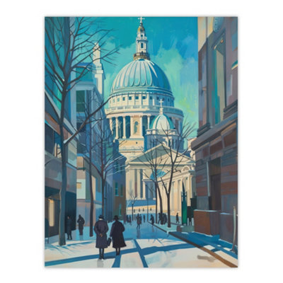 Artery8 Unframed Wall Art St Paul's Cathedral London City Street Painting12X16 Inch from B&Q