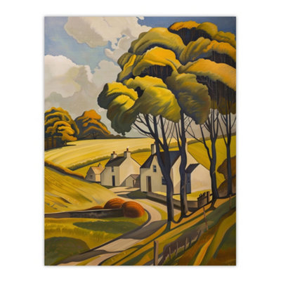 Artery8 Unframed Wall Art Cotswolds Cottages Countryside English Landscape12X16 Inch from B&Q
