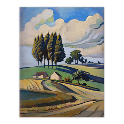 Artery8 Unframed Wall Art Cotswolds Windy Day Countryside English Landscape12X16 Inch from B&Q