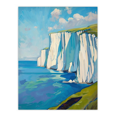 B&Q -  Unframed Wall Art White Cliffs Of Dover Coastal Landscape Painting12X16 Inch