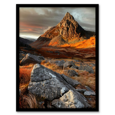 Artery8 Framed Wall Art Tryfan Mountain Summit Sunset Wales Snowdonia Print12X16 Inch from B&Q