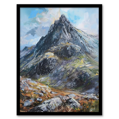 Artery8 Framed Wall Art Tryfan Mountain Peak Snowdonia Wales Oil Painting Print12X16 Inch from B&Q