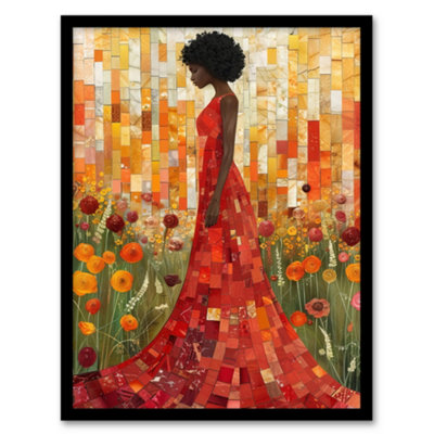 B&Q -  Wildflower Meadow Woman Flower Mosaic Collage Wall Art PrintA4 Size