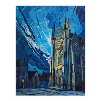 Artery8 Unframed Wall Art York Minster Cathedral Night Concept Art Church12X16 Inch from B&Q