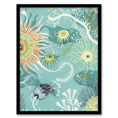 Artery8 Abstract Under The Sea Drawing Sealife Ocean Wall Art PrintA4 Size from B&Q