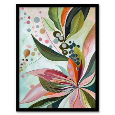 Artery8 Abstract Tropical Exotic Leaves Floral Painting Wall Art PrintA4 Size from B&Q