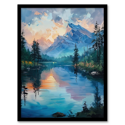 Artery8 Lake District Helvellyn Sunset Oil Painting Calm Wall Art PrintA4 Size from B&Q