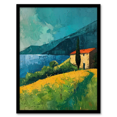 Artery8 Farmhouse Lake District Oil Painting Summer Calm Wall Art PrintA4 Size from B&Q