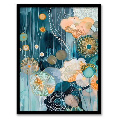 Artery8 Abstract Ocean Flower Garden Artwork Floral Sea Wall Art PrintA4 Size from B&Q