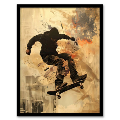 Artery8 Skateboarder Portrait Street Art Modern Wall Art PrintA4 Size from B&Q