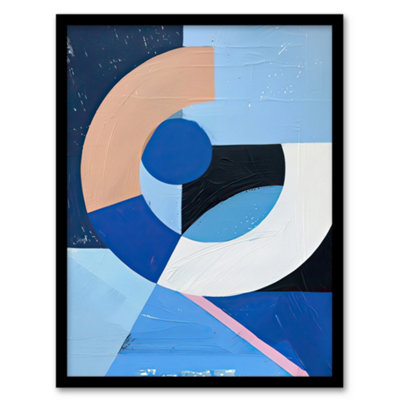 B&Q -  Blue Bauhaus Inspired Modern Artwork Painting Wall Art PrintA4 Size