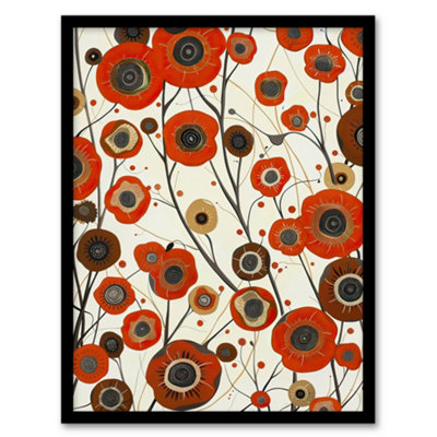 Artery8 Red Poppy Wildflowers Artwork Abstract Floral Wall Art PrintA4 Size from B&Q