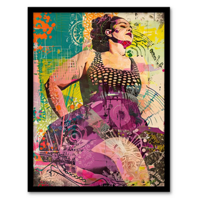 Artery8 Big Is Beautiful Bright Colourful Woman Portrait Wall Art PrintA4 Size from B&Q