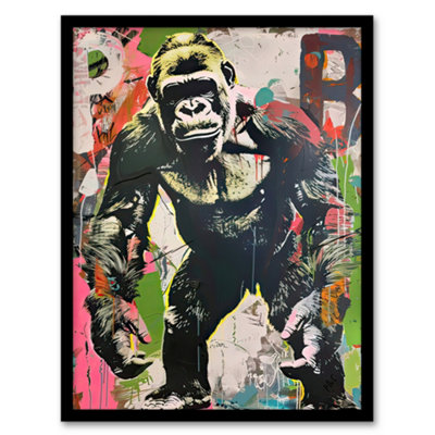 Artery8 Standing Gorilla Street Graffiti Artwork Modern Wall Art PrintA4 Size from B&Q