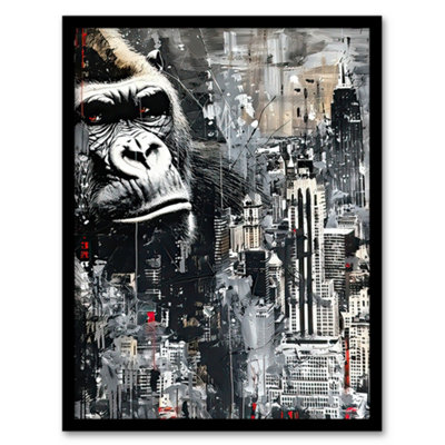 Artery8 King Kong Gorilla New York Skyline Oil Painting Wall Art PrintA4 Size from B&Q