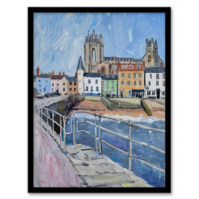 Artery8 Bridlington Pier Shore Painting Yorkshire Sunny Wall Art PrintA4 Size from B&Q