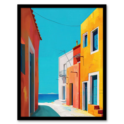 Artery8 Bright Colourful Mediterranean Italian Painting Wall Art PrintA4 Size from B&Q