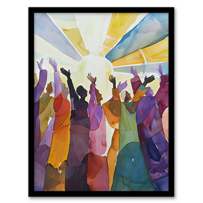 Artery8 Religious Choir Praise Stained Glass Watercolour Wall Art PrintA4 Size from B&Q