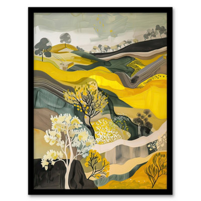 Artery8 Cleveland Way North Yorkshire Moors Painting Ochre Wall Art PrintA4 Size from B&Q