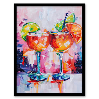 Artery8 Aperol Spritz Cocktails Oil Painting Colourful Wall Art PrintA4 Size from B&Q