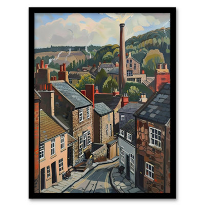Artery8 Traditional Northern English Village Painting Wall Art PrintA4 Size from B&Q