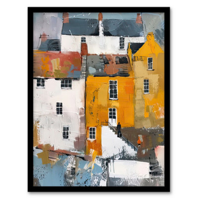 Artery8 Colourful Houses In English Seaside Town Painting Wall Art PrintA4 Size from B&Q
