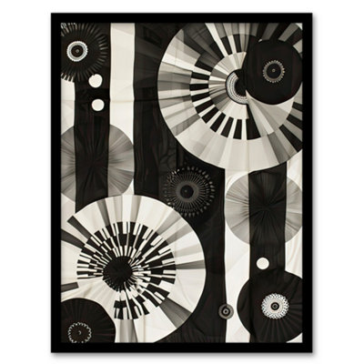 Artery8 Geometric Black White Circle Stripe Patterns Wall Art PrintA4 Size from B&Q