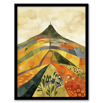 Artery8 Glastonbury Tor Somerset Colourful Abstract Wall Art PrintA4 Size from B&Q