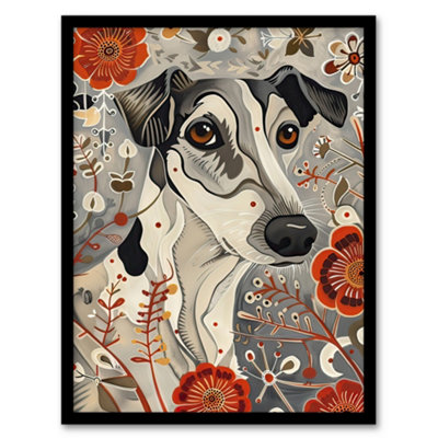 Artery8 Dog Lover Jack Russell Terrier Pet In Wildflowers Wall Art PrintA4 Size from B&Q