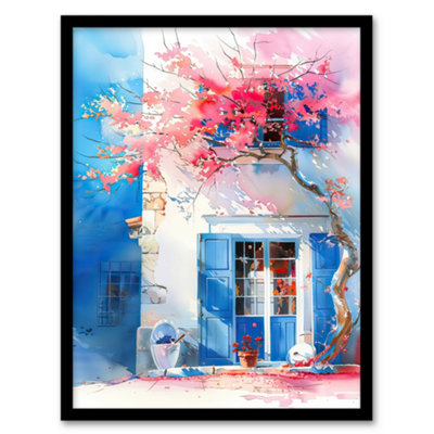 Artery8 Flowering Bougainvillea Boho Mykonos Watercolour Wall Art PrintA4 Size from B&Q