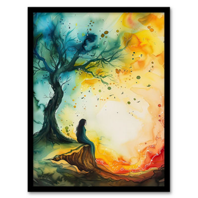 Artery8 Magician Forest Misty Rainbow Sunrise Concept Art Wall Art PrintA4 Size from B&Q