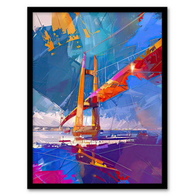 Artery8 Abstract Bridge Colourful Palette Painting Wall Art PrintA4 Size from B&Q