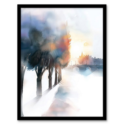 Artery8 Misty Morning Sunrise Edinburgh North Bridge Wall Art PrintA4 Size from B&Q