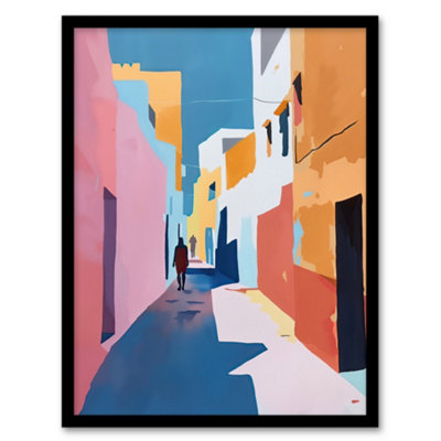 Artery8 Pastel Colour Morocco Abstract Casablanca Street Wall Art PrintA4 Size from B&Q