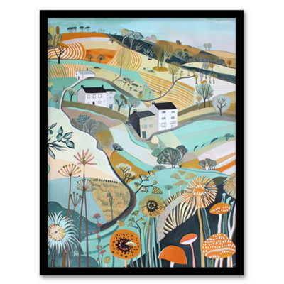 Artery8 Framed Wall Art Aberdaron Rural Wales Landscape Wildflowers Hills Print12X16 Inch from B&Q