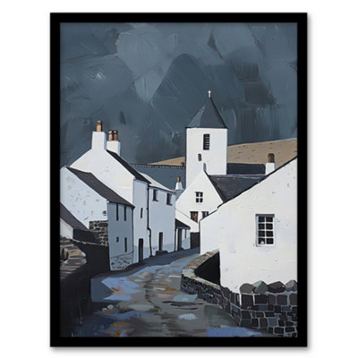 Artery8 Framed Wall Art Aberdaron Village Oil Painting Wales Timeless Print12X16 Inch from B&Q