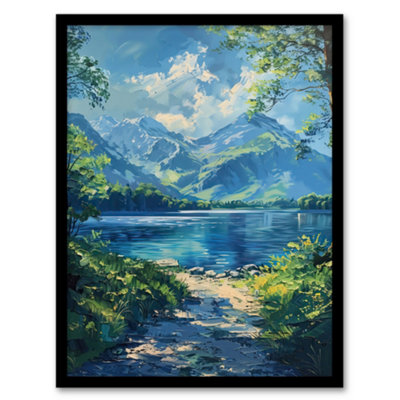 Artery8 Framed Wall Art Lake District Acrylic Helvellyn View Summer Peace Print12X16 Inch from B&Q