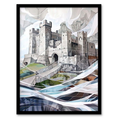 Artery8 Framed Wall Art Bamburgh Castle Artwork Northumbria England Print12X16 Inch from B&Q