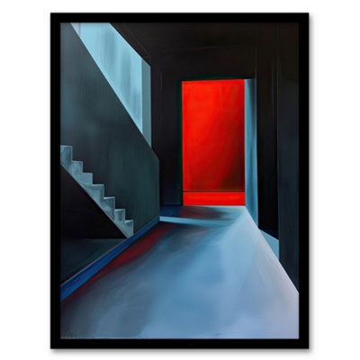 B&Q -  Framed Wall Art Bauhaus Door Staircase Modern Art Print12X16 Inch