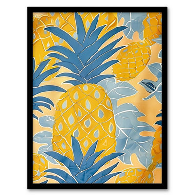 Artery8 Framed Wall Art Bright Yellow Pineapples Artwork Fruity Fun Print12X16 Inch from B&Q